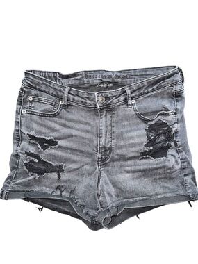 American Eagle Outfitters faded black Distressed High-Rise Denim Shorts